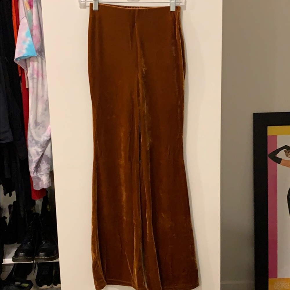 Burnt orange velour flares